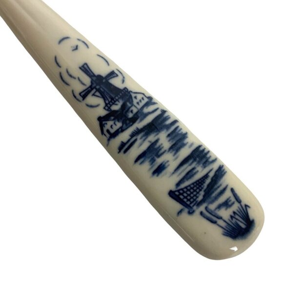 Vintage Elesva Holland Stainless Steel Cheese Slicer Blue & White Ceramic Handle - Picture 3 of 5